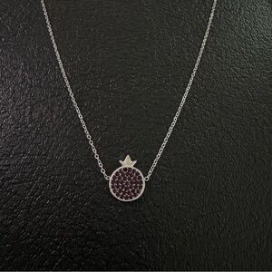 Elegant Silver and Maroon Pendant Necklace